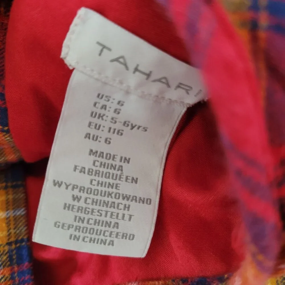 Tahari plaid Kids Top Girl Size 5/6